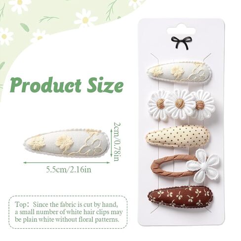 5 Pcs Baby Hair Clips Set, Hair Accessories Fabric Covered Non-Slip | with Rounded Tips, for Toddler, Minimalist Hairpins, for Infants, Daily Wear in Kuwait