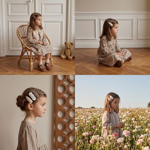 5 Pcs Baby Hair Clips Set, Hair Accessories Fabric Covered Non-Slip | with Rounded Tips, for Toddler, Minimalist Hairpins, for Infants, Daily Wear in Kuwait