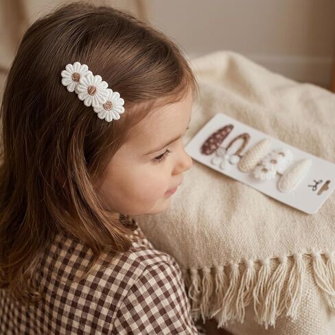 5 Pcs Baby Hair Clips Set, Hair Accessories Fabric Covered Non-Slip | with Rounded Tips, for Toddler, Minimalist Hairpins, for Infants, Daily Wear in Kuwait
