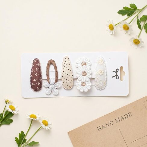 5 Pcs Baby Hair Clips Set, Hair Accessories Fabric Covered Non-Slip | with Rounded Tips, for Toddler, Minimalist Hairpins, for Infants, Daily Wear in Kuwait