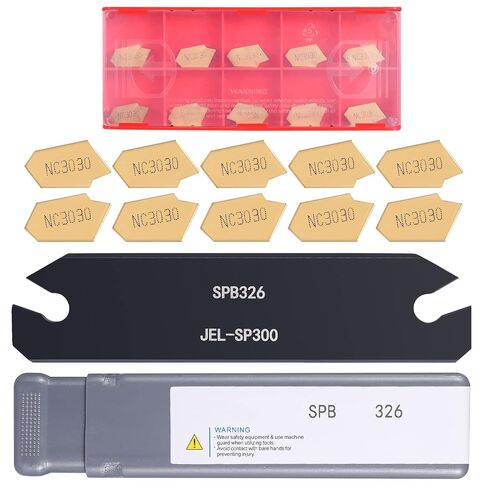 VerRich Lathe Parting tool,Lathe Cut Off Tool SPB326 with 10pcs GTN-3 NC3030 Carbide Inserts in Kuwait