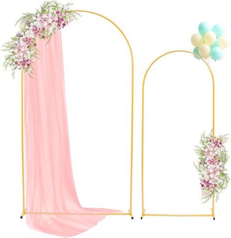 Toodour Arch Backdrop Stand 7.2FT, 6FT Set of 2 Gold Metal Wedding Balloon Arch Stand for Birthday Anniversary Graduation Ceremony Opening Ceremonies Christmas New Year Garden Decorations in Kuwait