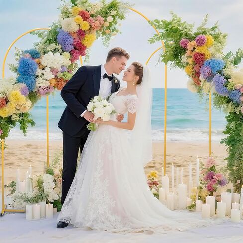 Toodour Arch Backdrop Stand 7.2FT, 6FT Set of 2 Gold Metal Wedding Balloon Arch Stand for Birthday Anniversary Graduation Ceremony Opening Ceremonies Christmas New Year Garden Decorations in Kuwait