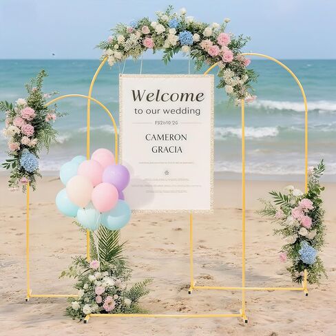 Toodour Arch Backdrop Stand 7.2FT, 6FT Set of 2 Gold Metal Wedding Balloon Arch Stand for Birthday Anniversary Graduation Ceremony Opening Ceremonies Christmas New Year Garden Decorations in Kuwait