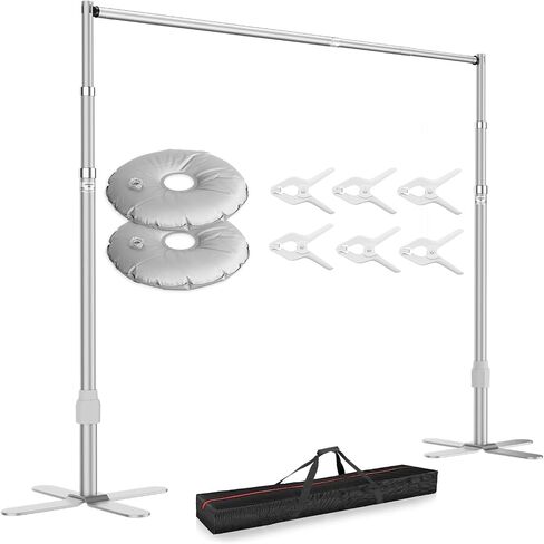 EMART Backdrop Stand Heavy Duty 8.9 x 10ft Adjustable Pipe and Drape Kit | Photography Backdrop Stand for Wedding Birthday Party Banquet Decorations with Adjustable Pipe and Drape Photo in Saudi Arabia