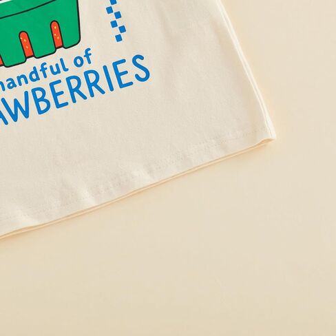 Toddler Girls Boys Tee Strawberry Print T-Shirt Kids Short Sleeve Fruit Vegetable Shirt Cute Summer Top Clothes (Ivory, 4-5 Years) in Kuwait
