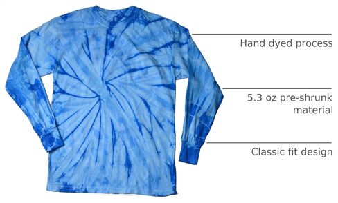 Colortone Tie Dye T-Shirts for Men and Women - Unisex Long Sleeve Tie-Dye T Shirts for Adults in Kuwait