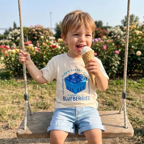 Toddler Girls Boys Tee Strawberry Print T-Shirt Kids Short Sleeve Fruit Vegetable Shirt Cute Summer Top Clothes (White, 4-5 Years) in Kuwait