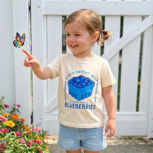 Toddler Girls Boys Tee Strawberry Print T-Shirt Kids Short Sleeve Fruit Vegetable Shirt Cute Summer Top Clothes (White, 4-5 Years) in Kuwait