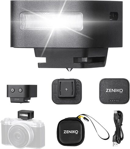 ZENIKO ZF08 Camera Flash - 440 Full Power Flashes/GN16 ISO200 0.5m/470mAh | Type-C Charge/3s Recycle Time/5 Power Levels/Mini Flash Compatible with Sony ZV-E10 ZV1 a7CII a7IV Ricoh GRIII etc. (Silver) in Kuwait