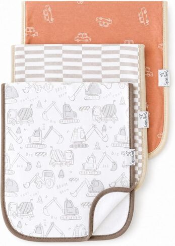 Copper Pearl Premium Baby Burp Cloths - 3-Pack Large Cotton Burp Cloths, Extra Soft Spit Up Rags with 3 Absorbent Layers, Perfect for Baby Boy and Baby Girl Gifts in Saudi Arabia