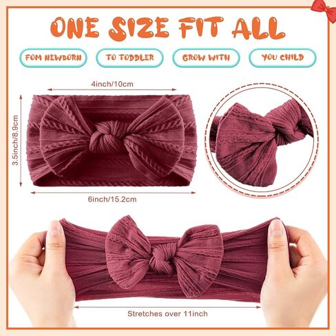 Janinka 32 Pcs Baby Nylon Headbands Hairbands with Bows Elastics Handmade Hair Accessories Stretchy Headband Jacquard Design for Newborn Infant Baby Toddlers Kids(Classic) in Kuwait