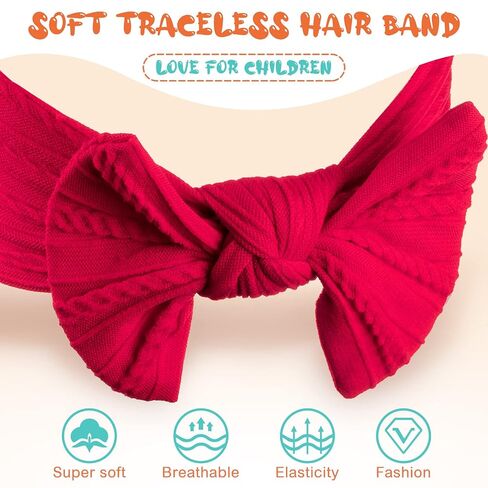 Janinka 32 Pcs Baby Nylon Headbands Hairbands with Bows Elastics Handmade Hair Accessories Stretchy Headband Jacquard Design for Newborn Infant Baby Toddlers Kids(Classic) in Kuwait