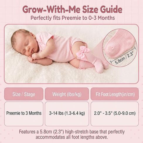 6 Pairs Preemie Knee High Socks with Bows Newborn 0-3 Months | soft cotton long tube socks available in beautiful multi-color packs premature baby socks baby girl long socks in Kuwait