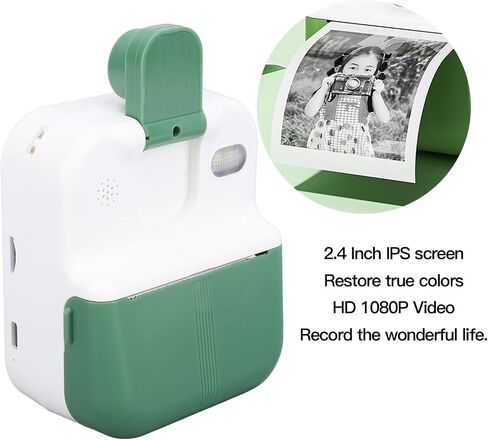 Camera Instant Print, Selfie Digital Camera with Print Paper, 1080P 2.4 Inch Screen Portable Travel Video Camera with Music Games, 1000mAh Battery, for Boys Girls Kids Age in Saudi Arabia