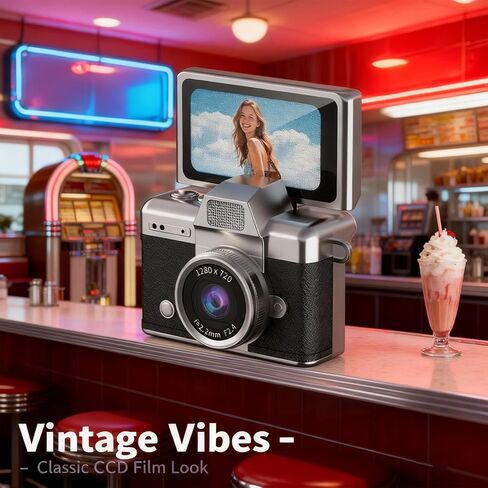Mini Digital Camera Keychain with 1.47 in LCD Screen 1080P, 2026 New Mini Retro Camera, Retro Ccd Digital Camera with Lanyard, Built-in Flash, Include 64gb Tf Card for Travel Party (Yellow) in Kuwait