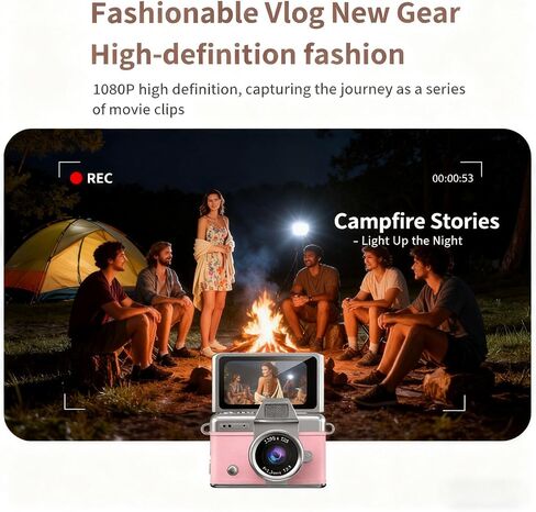 Mini Digital Camera Keychain with 1.47 in LCD Screen 1080P, 2026 New Mini Retro Camera, Retro Ccd Digital Camera with Lanyard, Built-in Flash, Include 64gb Tf Card for Travel Party (Yellow) in Kuwait