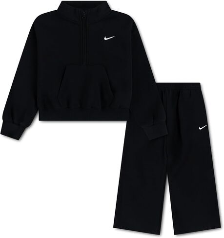 Nike Girls' Studio Fleece Quarter Zip Sweatshirt and Wide Leg Pants 2-piece Outfit Set in Kuwait