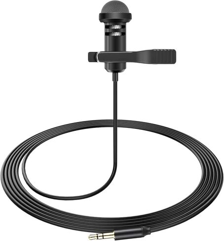 Lavalier Mic for GoPro HERO13 12 11 Black & Mission 1 Pro Action Cams, 10ft | Lav Lapel Videomic Clip-on Microphone Compatible with GoPro Pro 3.5mm Mic Adapter for Vlogging in Kuwait