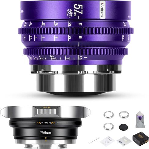 7artisans 57mm T2.9 Floral Bloom Explosive Bokeh Cine Lens (Purple) + Multi-Mount PL Adapter (PL-E/Z/RF/L) – Bundle for Creative Filmmaking & Photography in Kuwait