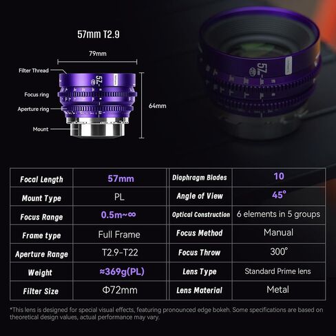7artisans 57mm T2.9 Floral Bloom Explosive Bokeh Cine Lens (Purple) + Multi-Mount PL Adapter (PL-E/Z/RF/L) – Bundle for Creative Filmmaking & Photography in Kuwait