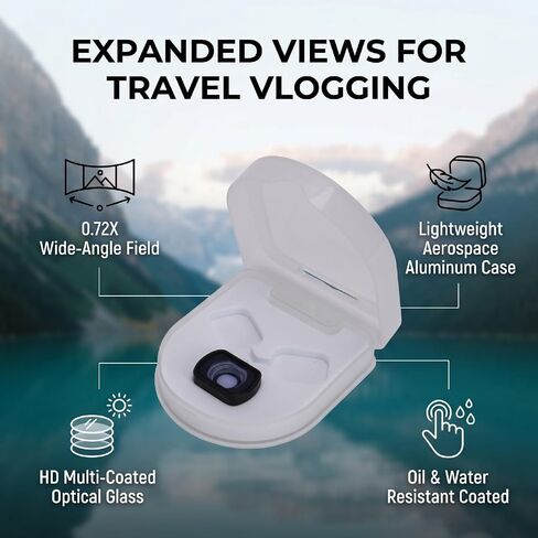 0.72X Wide Angle Lens for Pockets 4, Magnetic Optical Glass Camera Attachment with HD Coating for Vlogging Travel Landscape Portrait Photography in Kuwait