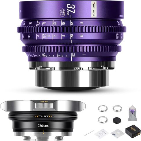 7artisans 37mm T2.9 Floral Bloom Explosive Bokeh Cine Lens (Purple) + Multi-Mount PL Adapter (PL-E/Z/RF/L) – Bundle for Creative Filmmaking & Photography in Kuwait