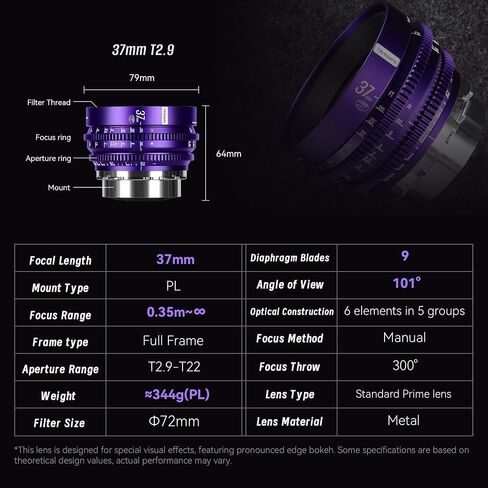 7artisans 37mm T2.9 Floral Bloom Explosive Bokeh Cine Lens (Purple) + Multi-Mount PL Adapter (PL-E/Z/RF/L) – Bundle for Creative Filmmaking & Photography in Kuwait