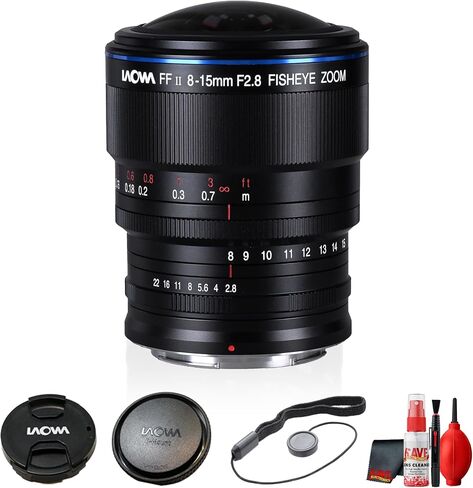 Laowa 8-15mm f/2.8 Fisheye Zoom Lens for Sony E Starter Kit | Full Frame Manual Focus Ultra Wide 8mm to 15mm for Photo Video Creator Work (VE815FE) + Cleaning Kit + More (4pc Bundle) in Kuwait