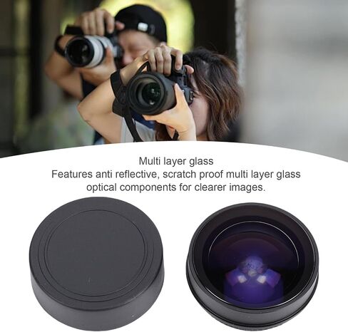 Fabater Wide Angle Fisheye Lens 0.2X for Professional Photography, Strong Aluminum Alloy Construction, Fits 37mm Cameras, Great for Outdoor Scenes in Kuwait