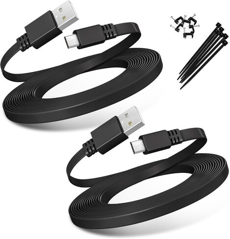 Basesailor Micro USB Power Cable 10FT 2Pack,3M Flat Micro USB Charging Cord | Power Charger for Neos Smartcam,Yi Cam,Nest Cam,Blink XT/XT2/ 3rd Gen Camera,Furbo Dog,Arlo Q,Netvue,Xbox One Controller in Kuwait