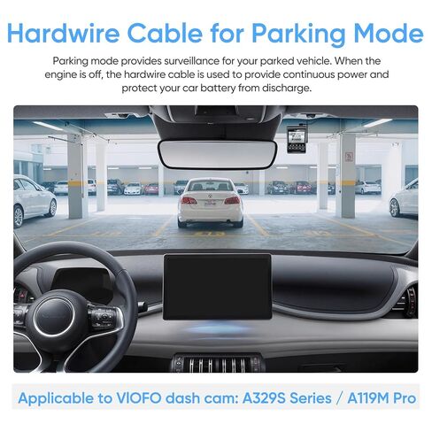 【HK6+8PCS Fuse】 VIOFO Type-C HK6 Acc Hardwire Cable for A329S Series / A119M Pro, Support Hybrid Parking Mode, Automatic Voltage Display, Low Power Consumption in Kuwait