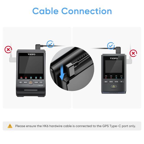 【HK6+8PCS Fuse】 VIOFO Type-C HK6 Acc Hardwire Cable for A329S Series / A119M Pro, Support Hybrid Parking Mode, Automatic Voltage Display, Low Power Consumption in Kuwait