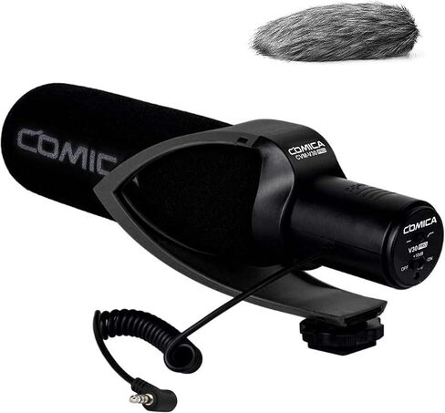 comica CVM-V30 Pro Camera Directional Condenser Microphone Shotgun Video Supercardioid Microphone for Canon Nikon Sony Panasonic DSLR Camera with 3.5 mm Jack (Black) in Kuwait