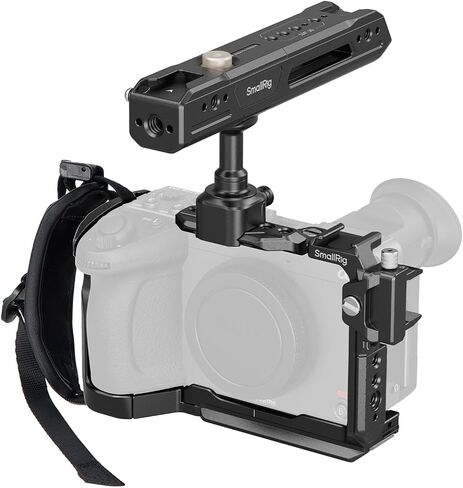 SMALLRIG Camera Cage Kit for Sony FX2, HawkLock Quick Release Cage with Top Handle, Wrist Strap and Cable Clamp for HDMI,Built in NATO Rail/QR Plate for Arca, Compatible with Original XLR Handle in Kuwait