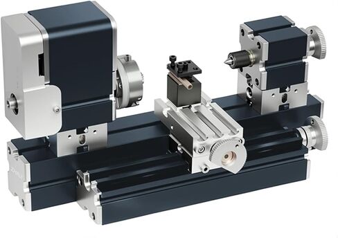 Enhanced Miniature Metal Lathe 50mm Center Electroplated Heighten Mini DIY Lathe for Processing Aluminum,Wood, Plastic Materials in Kuwait