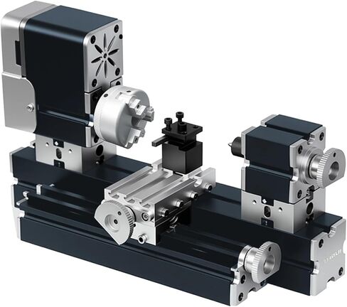 Enhanced Miniature Metal Lathe 50mm Center Electroplated Heighten Mini DIY Lathe for Processing Aluminum,Wood, Plastic Materials in Kuwait