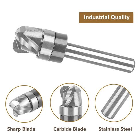 SpeTool Bowl and Tray Router Bit 1/4" Shank, 1/2" Dia 1/4" Radius 3/8" Height, 3-Flute Solid Carbide Pattern Flush Trim Router Bit, Round Nose for Wood Dish Bowl Carving in Kuwait