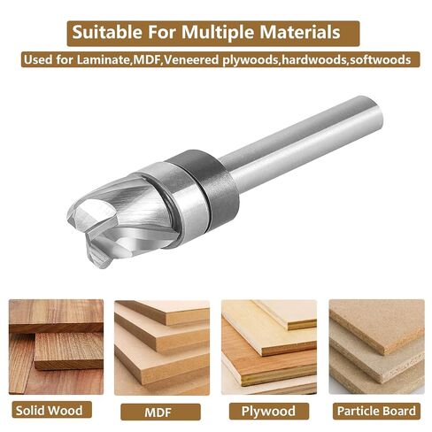 SpeTool Bowl and Tray Router Bit 1/4" Shank, 1/2" Dia 1/4" Radius 3/8" Height, 3-Flute Solid Carbide Pattern Flush Trim Router Bit, Round Nose for Wood Dish Bowl Carving in Kuwait