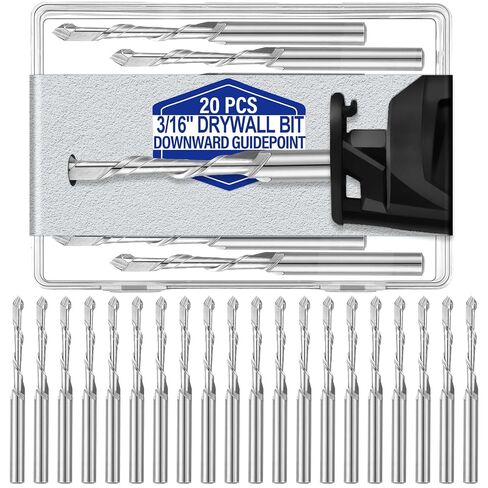 Tondiamo 20 Pcs Drywall Router Bits 3/16 Drywall Rotor Tips M2 High Speed Steel Cutting Bit Downward Router Cutout Rotary Guidepoint Drill Tool, Used for with Spiral Saw (Sliver) in Kuwait