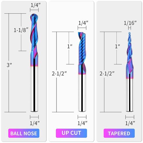 EANOSIC 9PCS Carbide CNC Router Bits Set 1/4 Inch Shank, Multiple Uses Spiral Router Bit for Woodworking Detail Carving Trimming V Groove Engraving Slotting Mortise in Kuwait