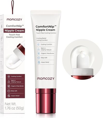 Momcozy Cooling Nipple Cream Safe for Nursing,Fast Relief with Cooling Ceramic Applicator for Cracked Nipple & Dry Skin, No Lanolin Nipple Butter,Plant-Based Formula, Breastfeeding Essentials, 1.76oz in Kuwait