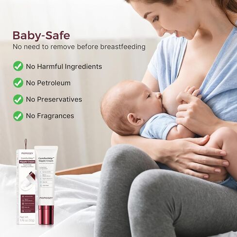 Momcozy Cooling Nipple Cream Safe for Nursing,Fast Relief with Cooling Ceramic Applicator for Cracked Nipple & Dry Skin, No Lanolin Nipple Butter,Plant-Based Formula, Breastfeeding Essentials, 1.76oz in Kuwait