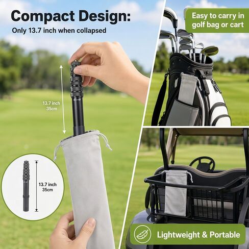 Ground Golf Monopod Phone Stand with Stainless Steel Spike | 46" Metal Extendable Pole, Phone Holder with Power Bank Straps, Golf Swing Video Recording for MagSafe & Smartphones in Kuwait