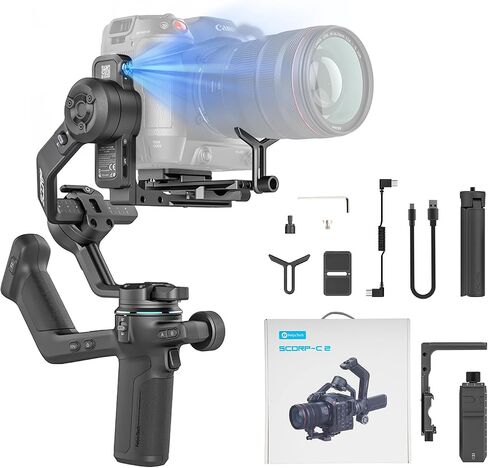 FeiyuTech SCORP-C2 Camera Gimbal Stabilizer, 3-Axis Professional Video Stabilizer with Built-in AI Tracking, 7.72lb Payload for DSLR & Mirrorless Sony A7IV Canon R5 Nikon, Native Vertical Shooting in Kuwait