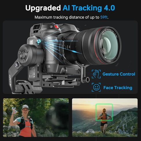 FeiyuTech SCORP-C2 Camera Gimbal Stabilizer, 3-Axis Professional Video Stabilizer with Built-in AI Tracking, 7.72lb Payload for DSLR & Mirrorless Sony A7IV Canon R5 Nikon, Native Vertical Shooting in Kuwait