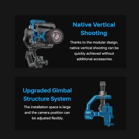 FeiyuTech SCORP-C2 Camera Gimbal Stabilizer, 3-Axis Professional Video Stabilizer with Built-in AI Tracking, 7.72lb Payload for DSLR & Mirrorless Sony A7IV Canon R5 Nikon, Native Vertical Shooting in Kuwait