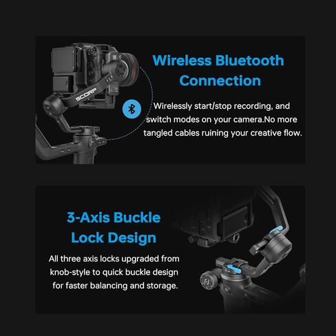 FeiyuTech SCORP-C2 Camera Gimbal Stabilizer, 3-Axis Professional Video Stabilizer with Built-in AI Tracking, 7.72lb Payload for DSLR & Mirrorless Sony A7IV Canon R5 Nikon, Native Vertical Shooting in Kuwait