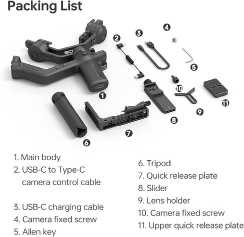 FeiyuTech SCORP-C2 Camera Gimbal Stabilizer, 3-Axis Professional Video Stabilizer with Built-in AI Tracking, 7.72lb Payload for DSLR & Mirrorless Sony A7IV Canon R5 Nikon, Native Vertical Shooting in Kuwait