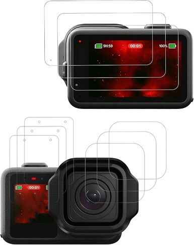 3-in-1 Screen Protector for GoPro Mission 1 Pro (3-Pack) | Front Screen Main Screen and Lens Film 9H Tempered Glass Anti-Scratch Anti-Fingerprint HD Clear in Kuwait